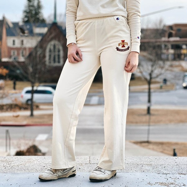 Champion® Women's I-State Cyclones Cream Wide Leg Fleece Pants